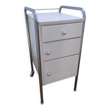 table chevet inox métal laqué années 80 design