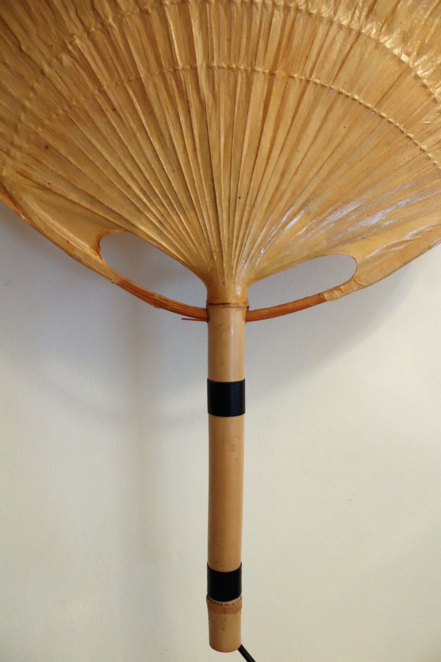 Set of 2 Uchiwa bamboo and rice paper wall lights by Ingo Maurer, Germany 1973