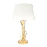 Vintage Murano glass table lamp with gold glitter