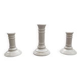 Set of 3 earthenware candlesticks from Villenauxe