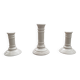 Set of 3 earthenware candlesticks from Villenauxe