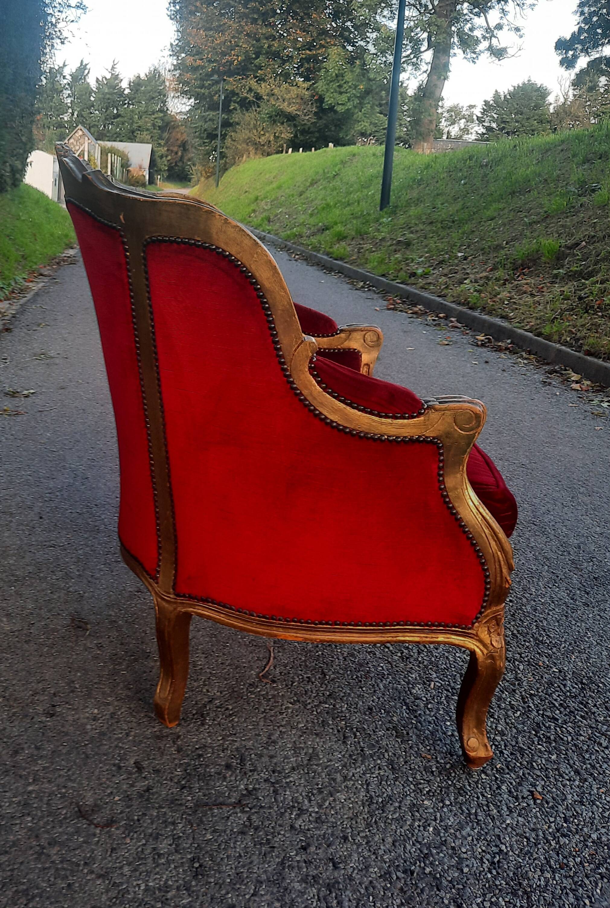 Large Louis XV style padded bergère