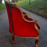 Large Louis XV style padded bergère