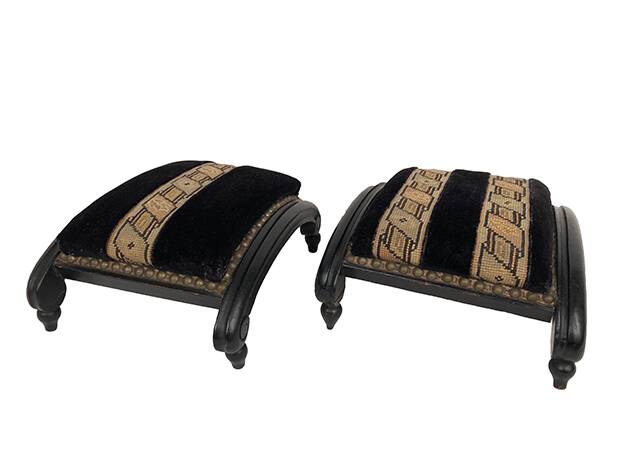 Pair of blackened wooden footstools, Napoleon III period
