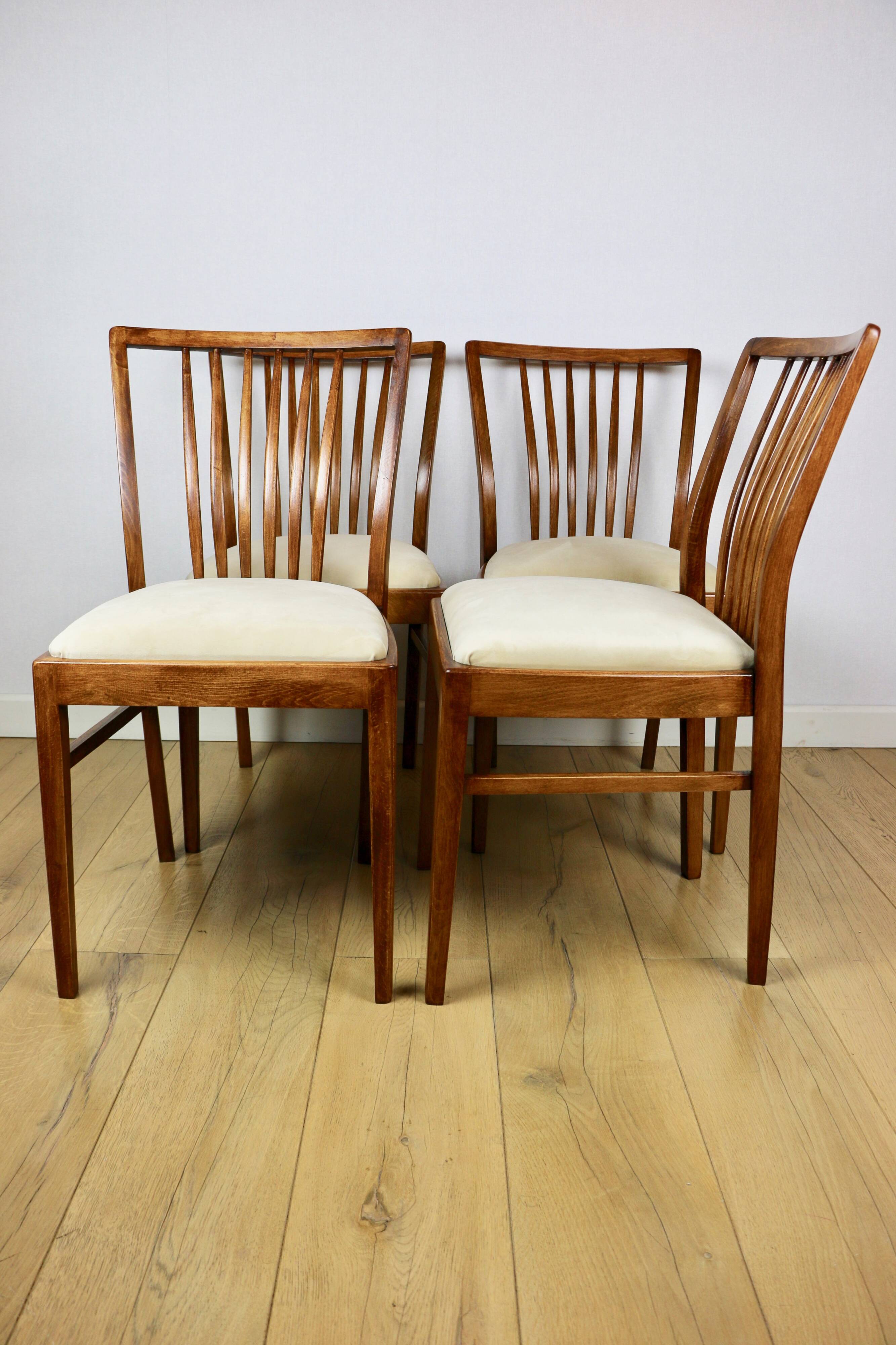 Vintage chairs beige velvet - set of 4