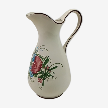 White ceramic jug floral decoration 33 cm