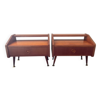 Pair of Scandinavian teak bedside tables from the 60s-70s