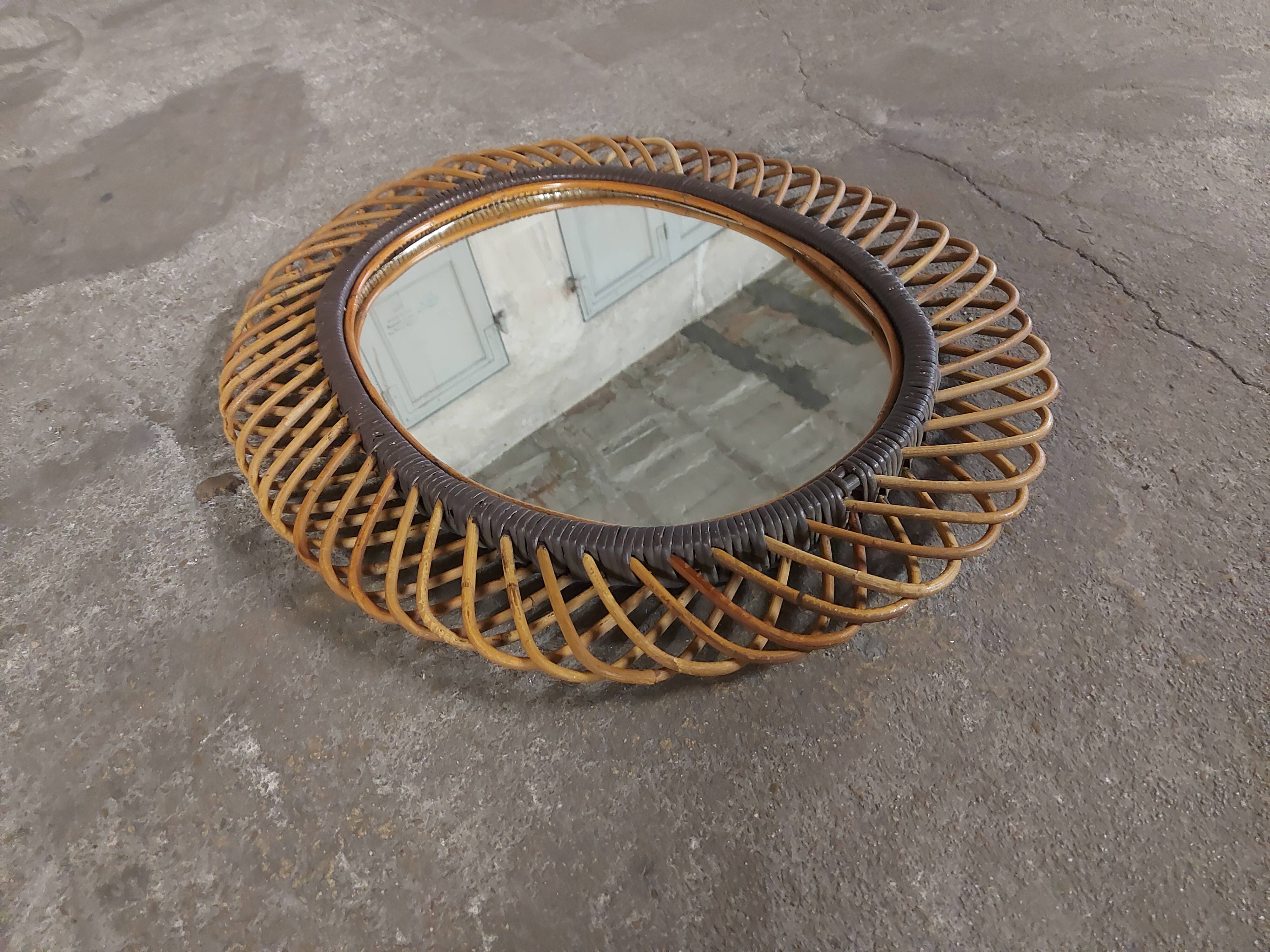 Very large rattan mirror