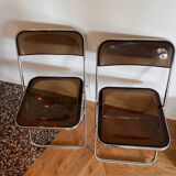 Set of 2 smoked Plexiglas chairs