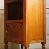 Art deco bedside table in oak & marble