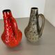 Set of 2 multi-color fat lava op art pottery vase made bay ceramics, germany