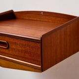 Wall mounted teak and beech bedside cabinet, Set of 2