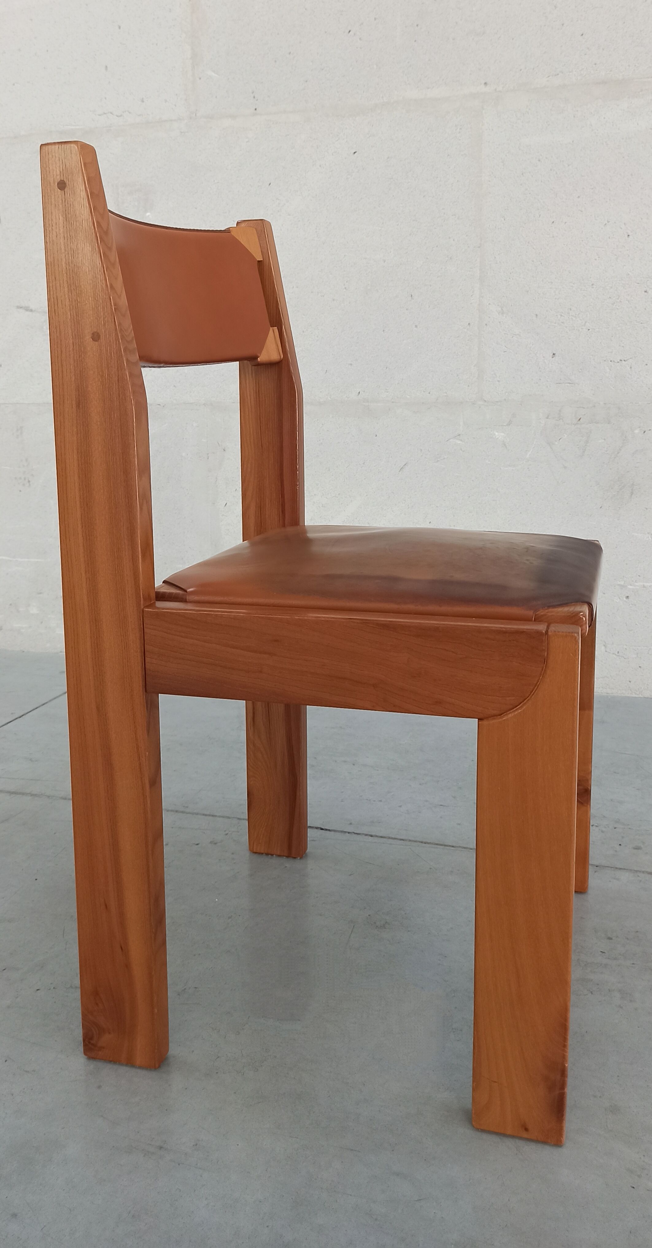 Elm and leather chairs, 80