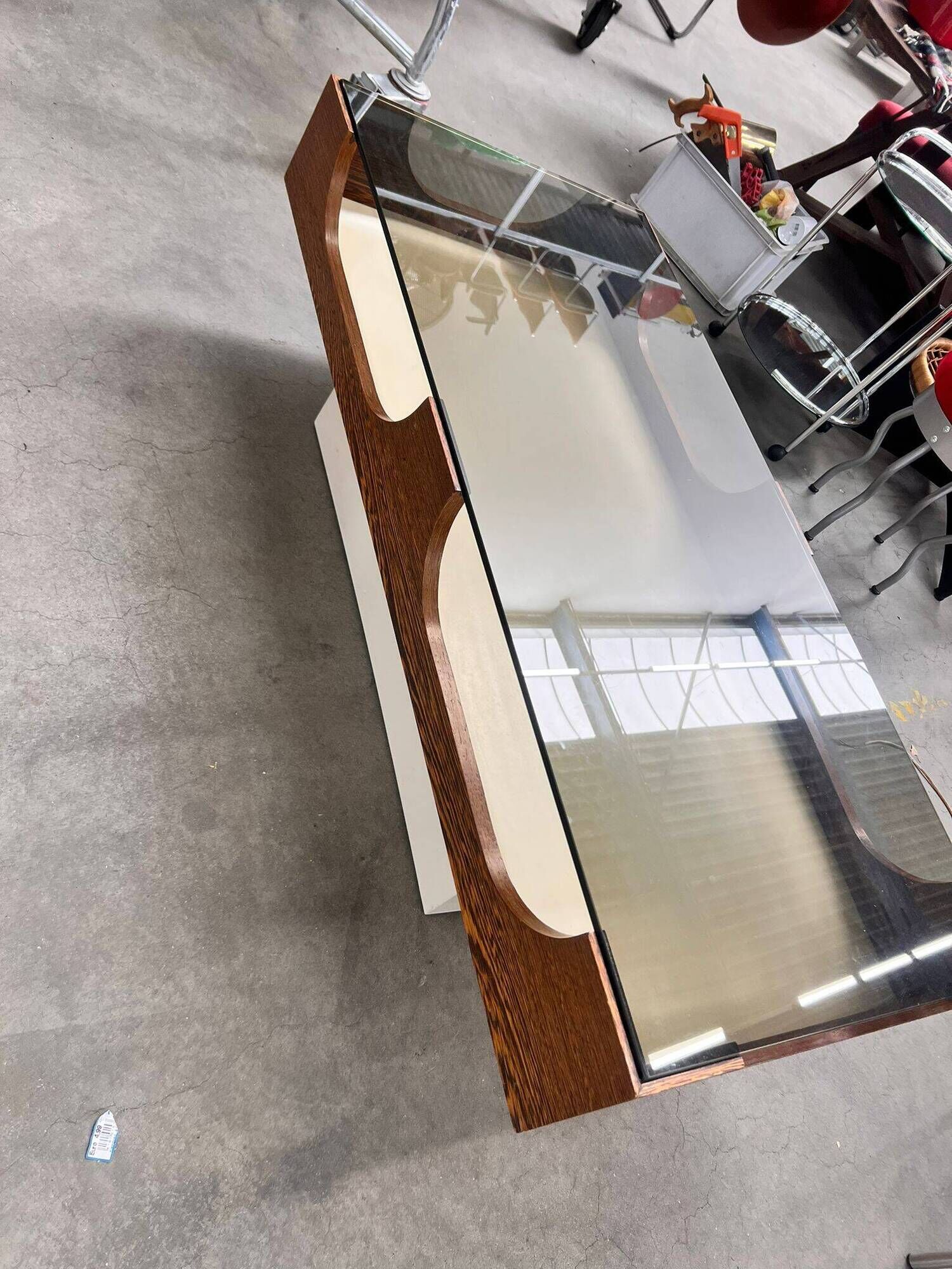 Vintage Space Age Coffee Table with Smoke Glass Table Top, 1960s