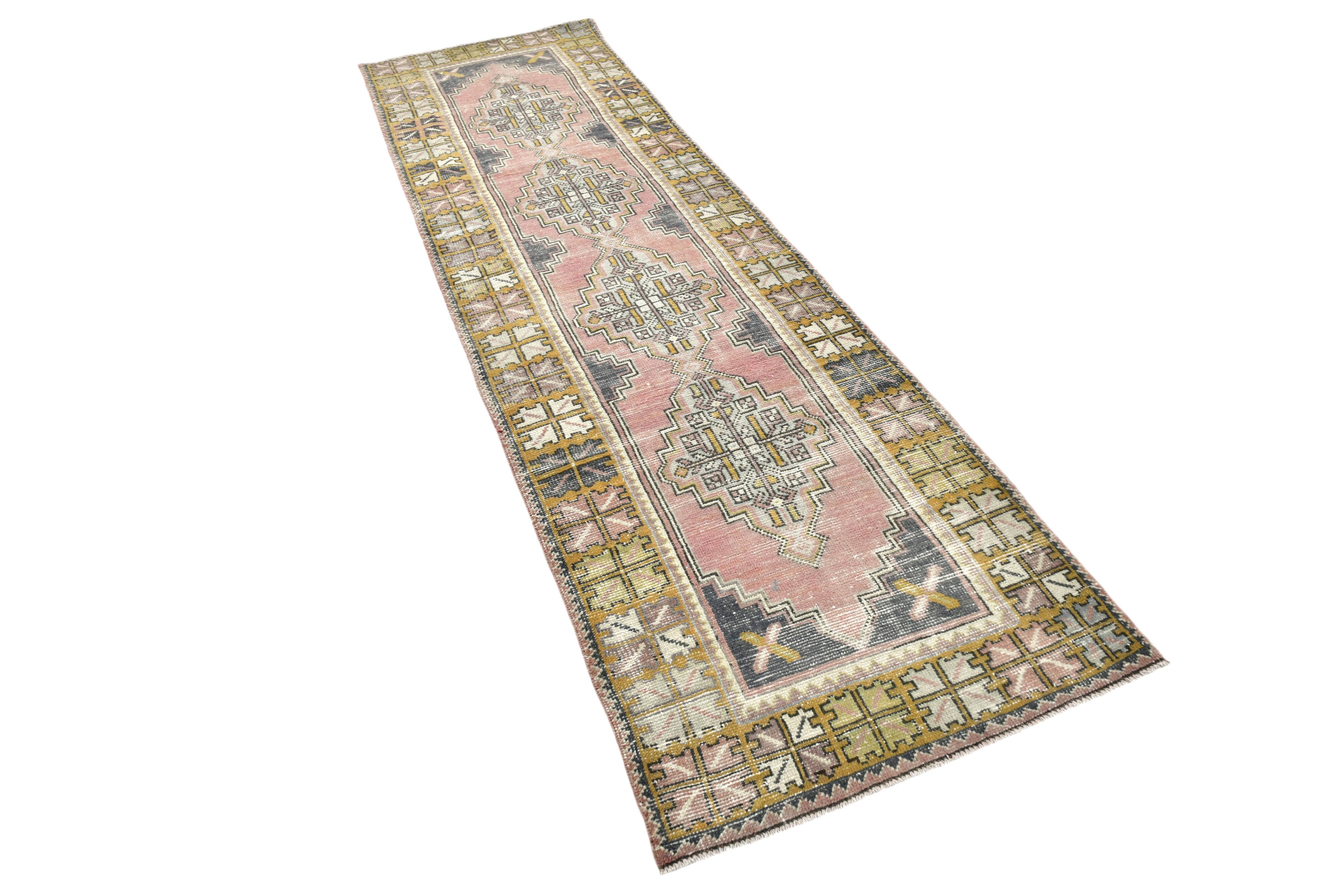 Red & Gold Persian Hallway Runner Rug,  92x314Cm