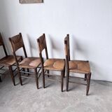 Set of 6 straw and oak Beauche chairs.