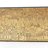 Rectangular Golden Brass and Black Varnished Metal Coffee Table by G.Urs