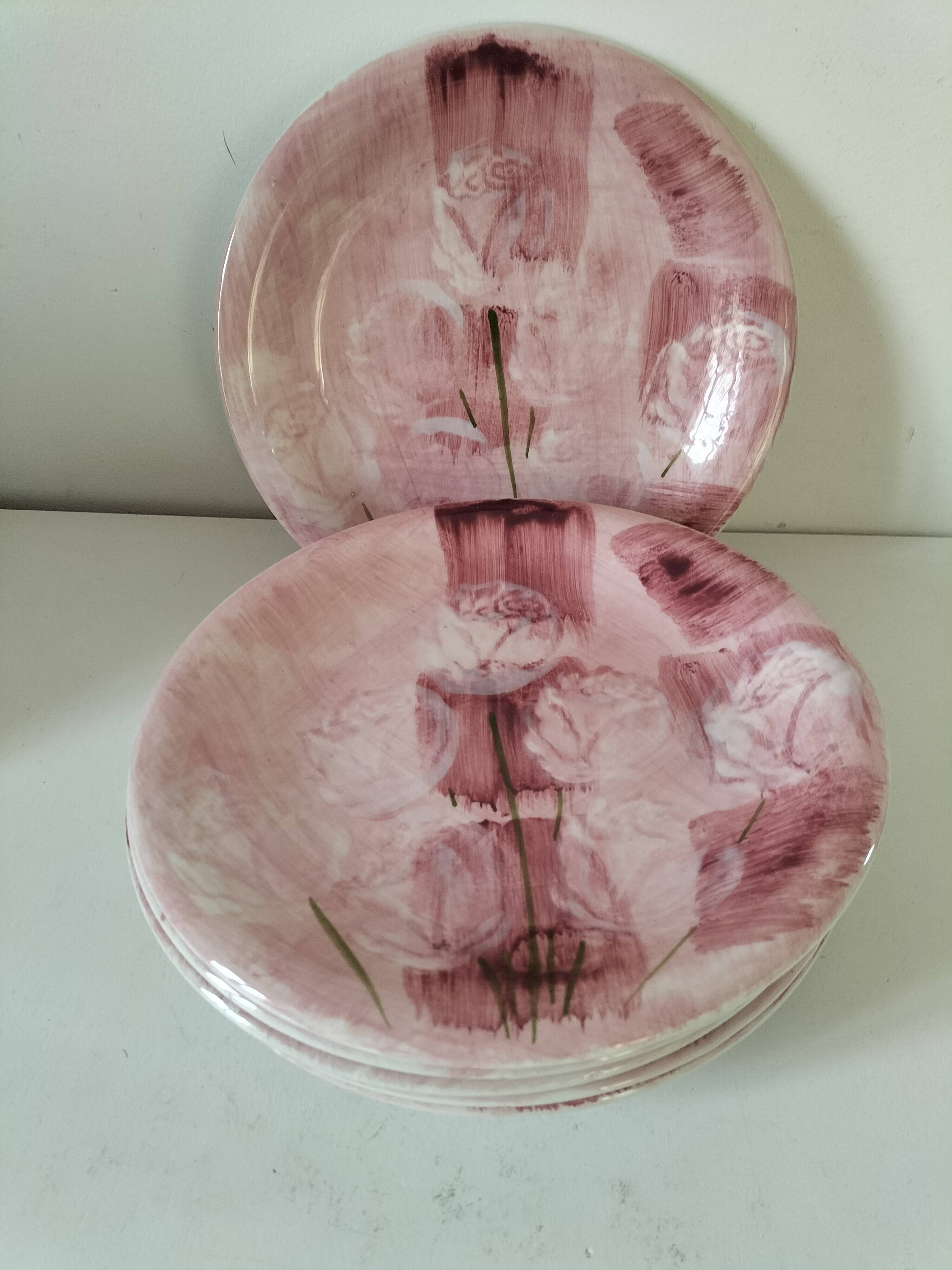 6 Italian plates CAPA San Polo hand-painted from the 1970s.