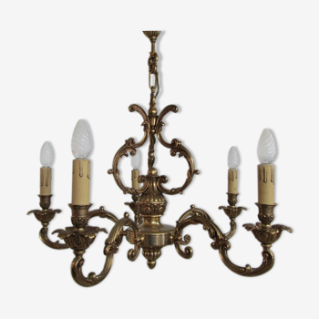 Bronze chandelier 5 lights, rocaille style