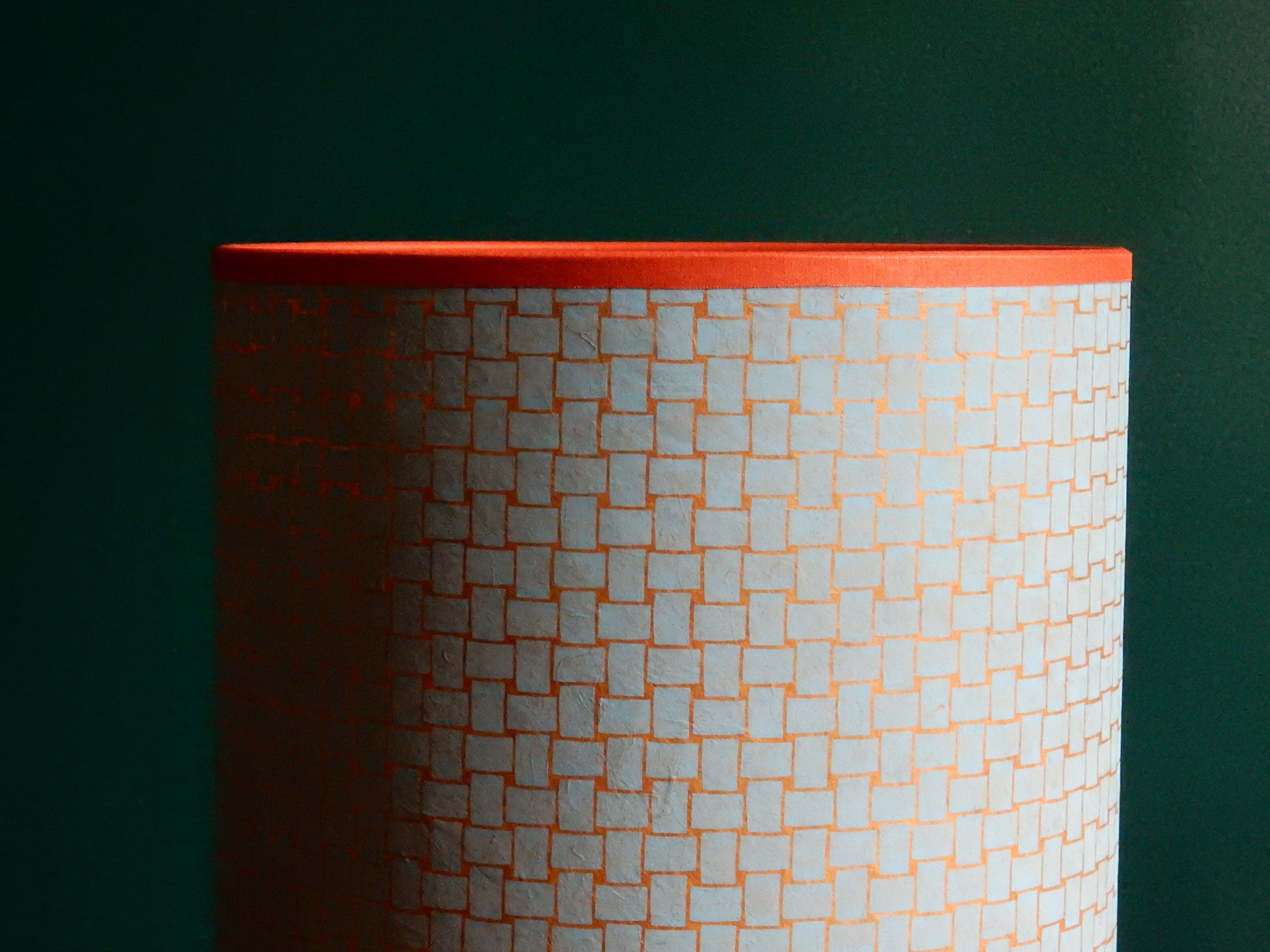 Nepalese blue and orange paper lampshade