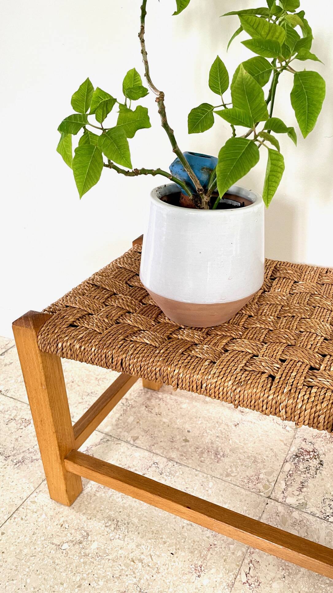 Stool bench wood and rope vintage bohemian spirit