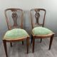 8 Vintage Wooden Chairs With Green Velvet Seat 20th Century