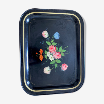 Flowers painted tray Russian inspiration circa 1920