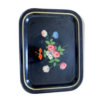 Flowers painted tray Russian inspiration circa 1920