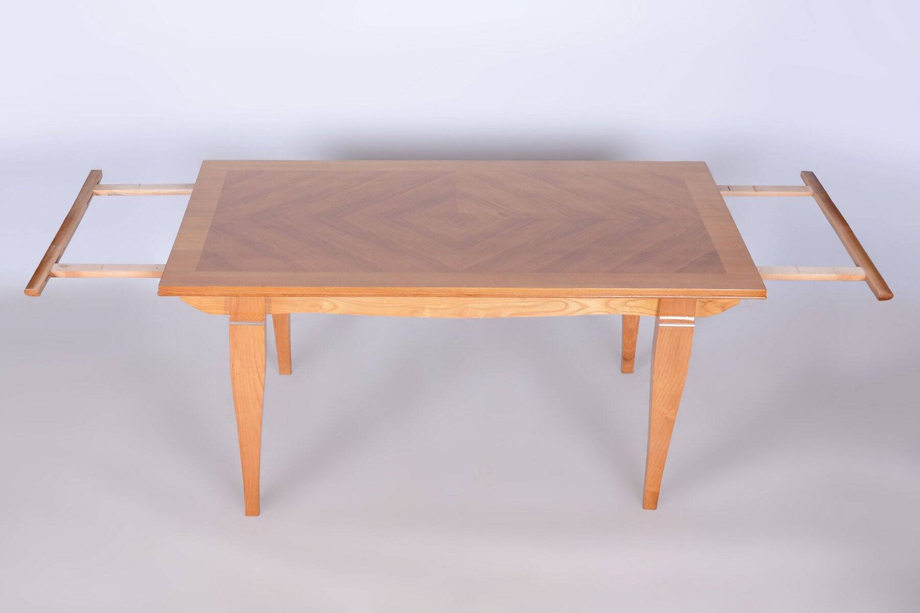 Art Deco Oak & Spruce Folding Table attributed to J. Leleu, France, 1920s