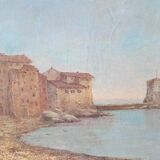 Tableau huile sur toile port du sud corras