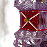 Purple macrame pendant light, 70s
