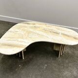 Table basse boomerang vintage en marbre, Italie années 1980