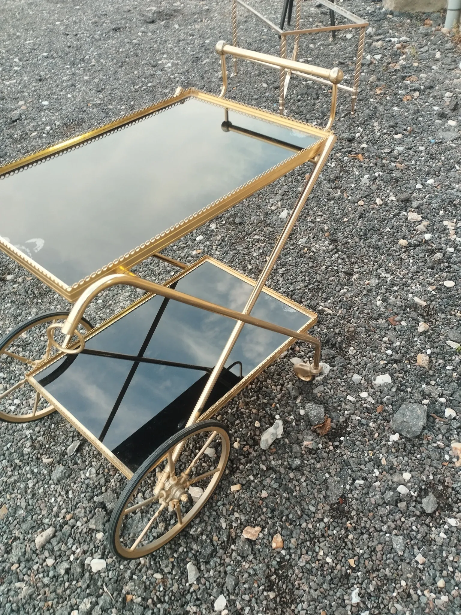 Vintage antique golden metal dessert stand