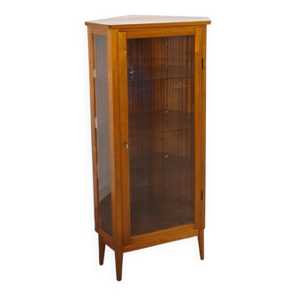 Vitrine d'angle en placage de verre vintage