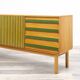 Enfilade des années 60 design scandinave,portes à rainures verte