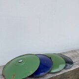 4 green, black and blue enamelled sheet metal suspensions