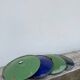 4 green, black and blue enamelled sheet metal suspensions