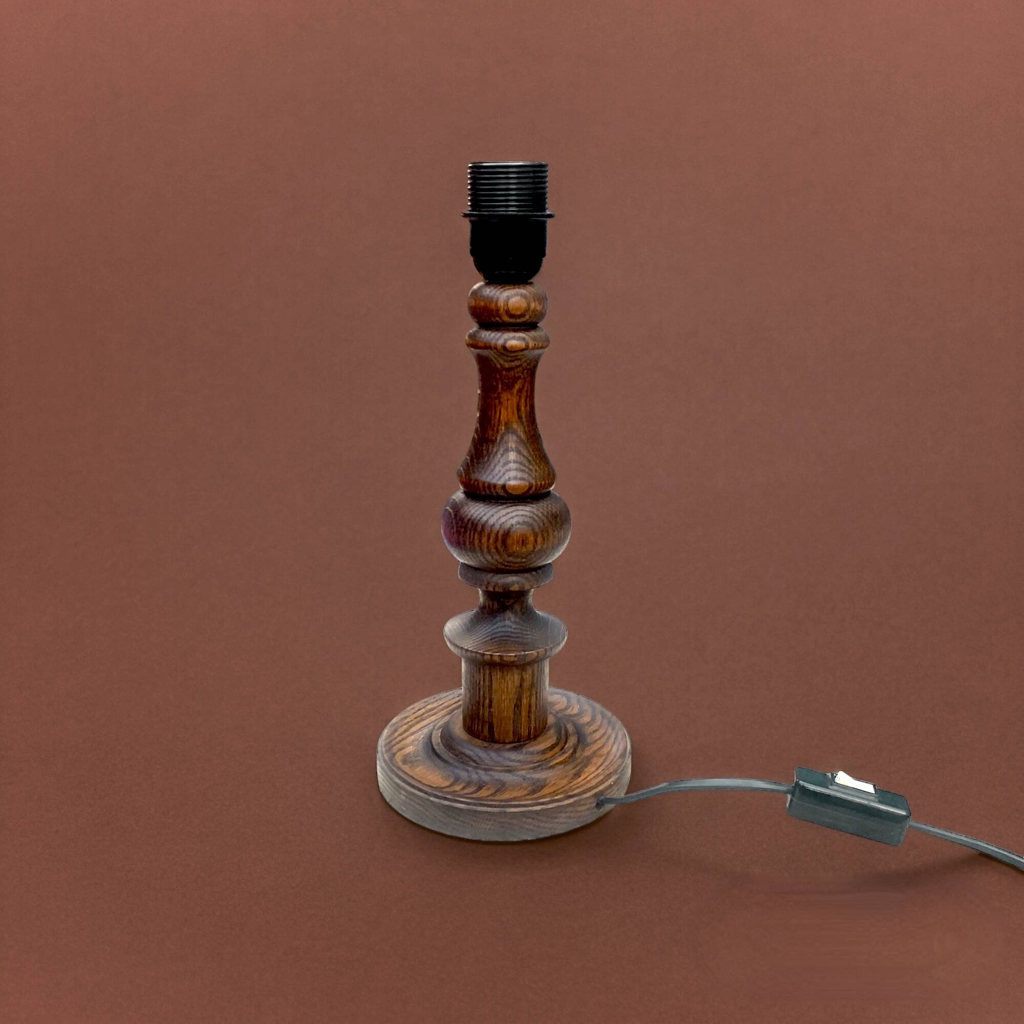 Antique turned solid wood lamp base