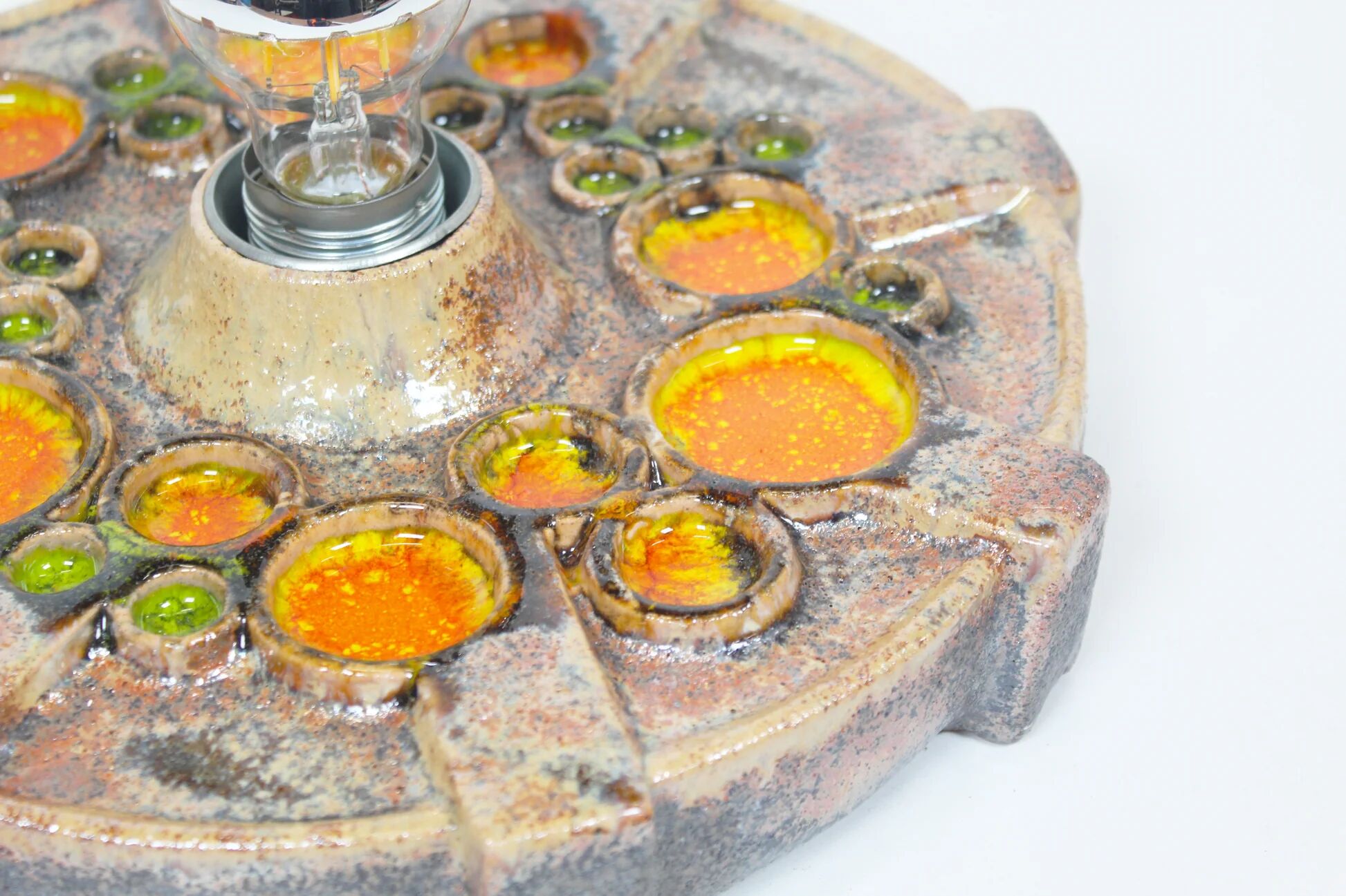 Vintage 1970s ceramic 'Fat Lava' style wall light by Hustadt Leuchten