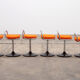 6 Italian low bar stools with orange seat 1970 Joe Colombo style