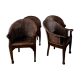 Arm chairs in dark rattan