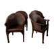 4 fauteuils en rotin foncé