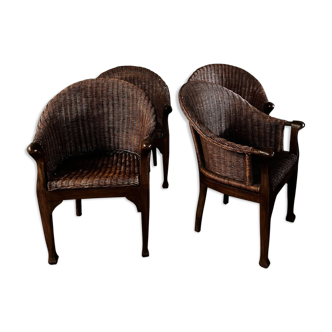 Arm chairs in dark rattan