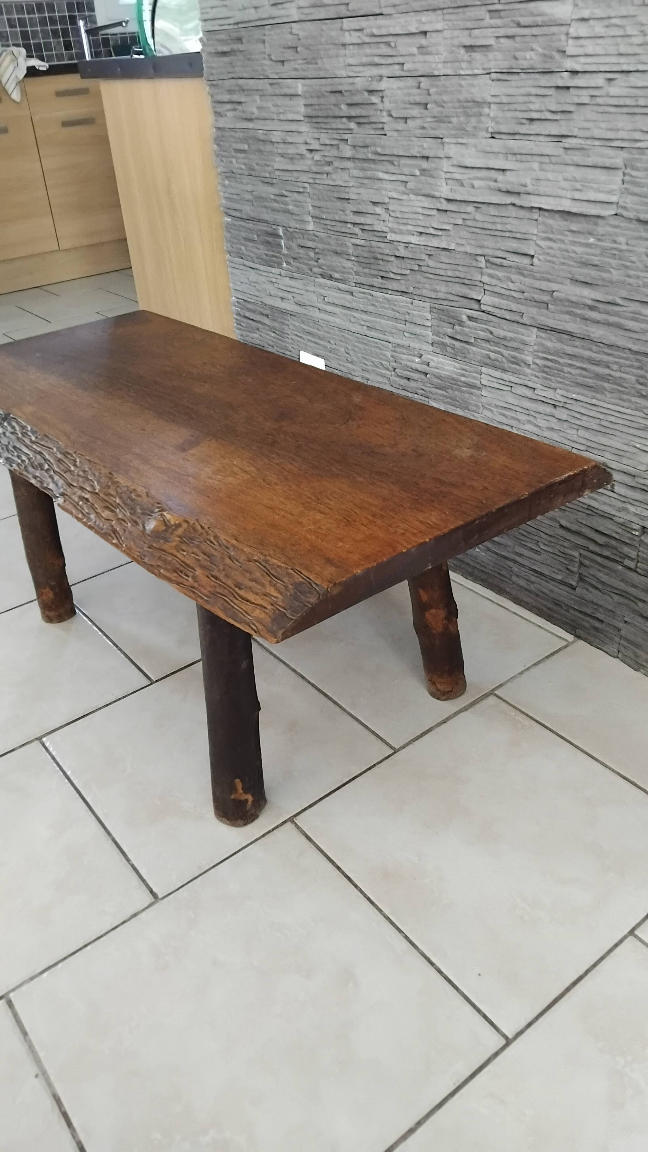 Vintage Brutalist Coffee Table in Solid Oak