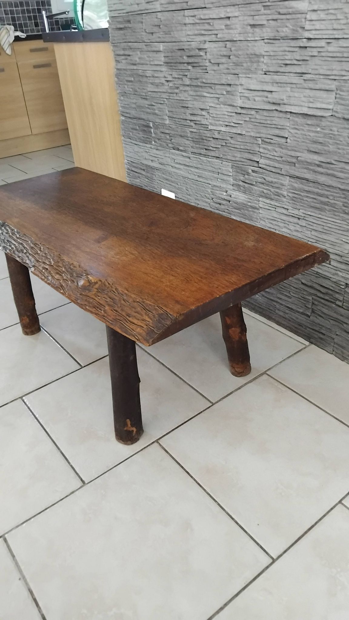 Vintage Brutalist Coffee Table in Solid Oak