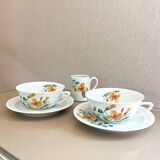 Vintage Pillivuyt Tea Set - 2 Cups, 2 Saucers & Milk Jug