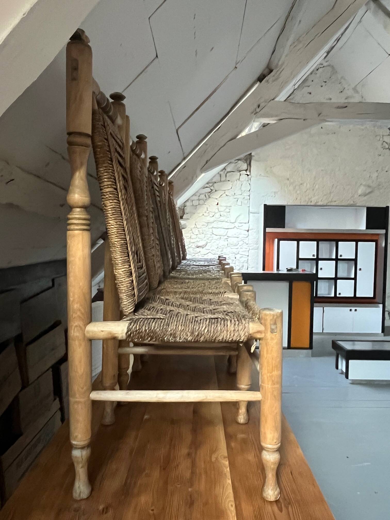 6 wooden and rope chairs attributed to Adrien Audoux & Frida Minet