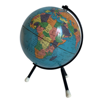 Globe vintage 1960 terrestre petit tripode Taride - 17 cm