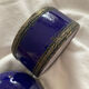 Ceramic pot and bronze blue flower old