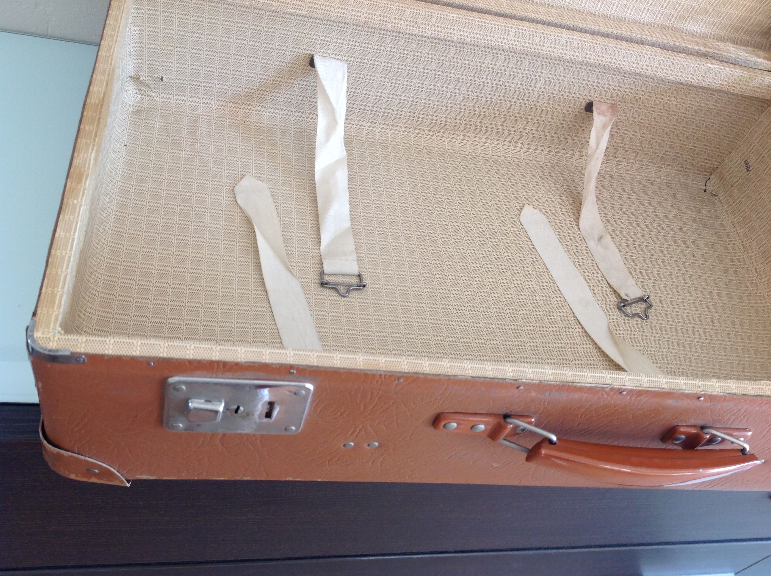 Light brown vintage suitcase